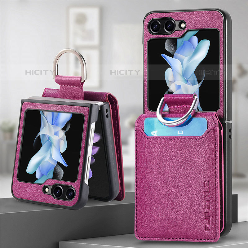 Funda Bumper Lujo Cuero y Plastico Mate Carcasa S02D para Samsung Galaxy Z Flip5 5G