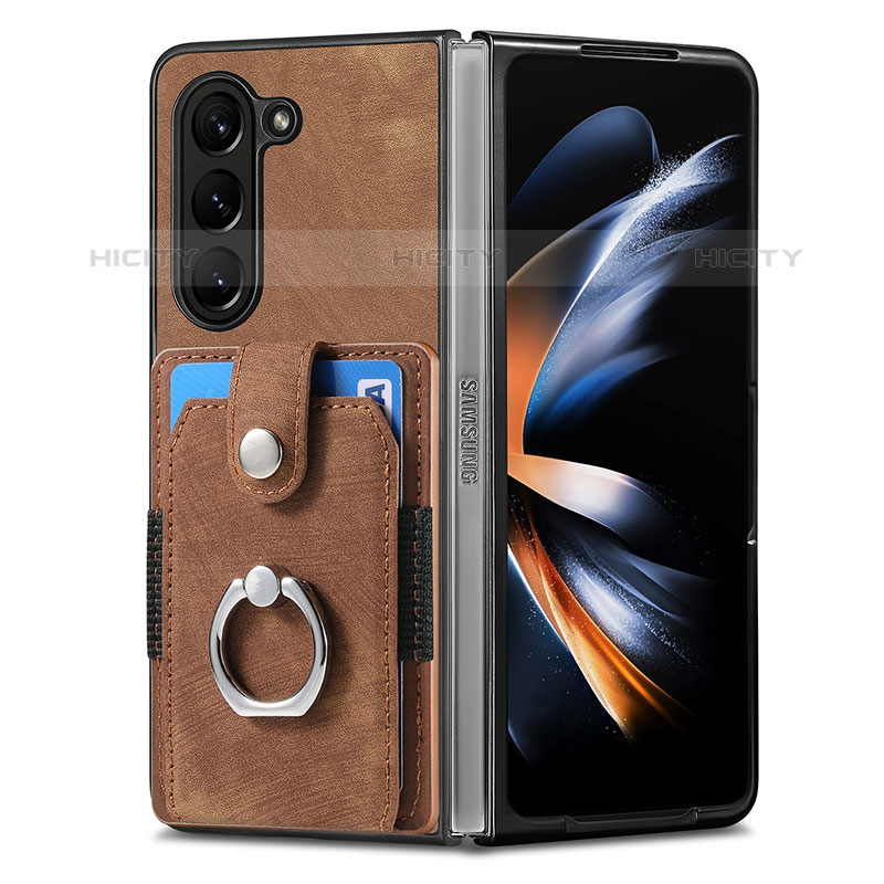 Funda Bumper Lujo Cuero y Plastico Mate Carcasa S02D para Samsung Galaxy Z Fold5 5G