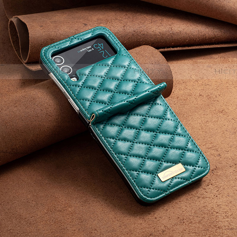 Funda Bumper Lujo Cuero y Plastico Mate Carcasa S04 para Samsung Galaxy Z Flip4 5G