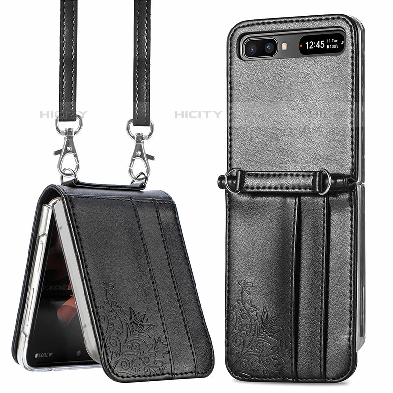 Funda Bumper Lujo Cuero y Plastico Mate Carcasa S04D para Samsung Galaxy Z Flip5 5G