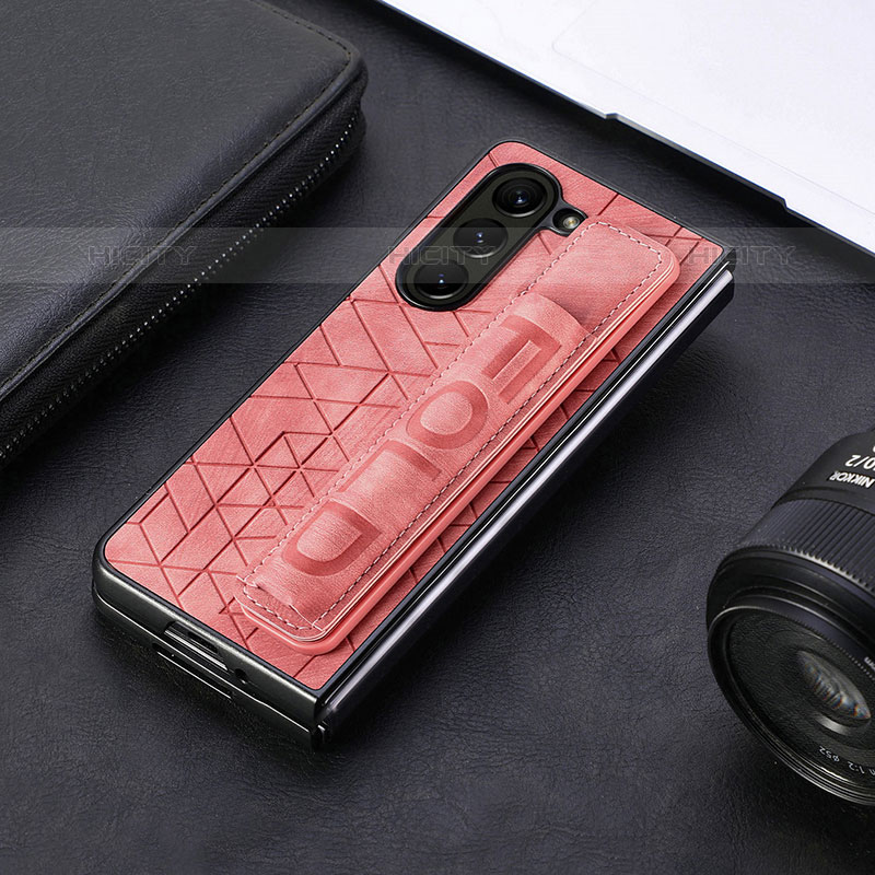 Funda Bumper Lujo Cuero y Plastico Mate Carcasa S04D para Samsung Galaxy Z Fold5 5G Rojo