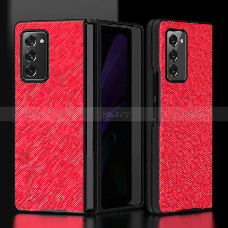 Funda Bumper Lujo Cuero y Plastico Mate Carcasa S05 para Samsung Galaxy Z Fold2 5G Rojo