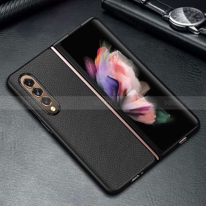 Funda Bumper Lujo Cuero y Plastico Mate Carcasa S05 para Samsung Galaxy Z Fold3 5G