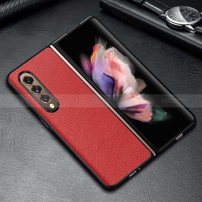 Funda Bumper Lujo Cuero y Plastico Mate Carcasa S05 para Samsung Galaxy Z Fold3 5G