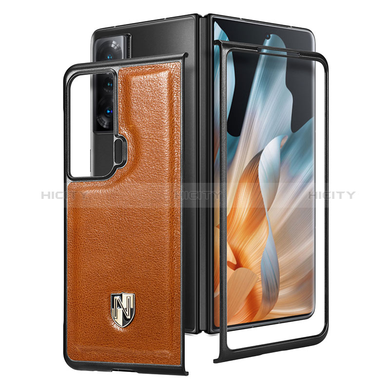 Funda Bumper Lujo Cuero y Plastico Mate Carcasa S05D para Huawei Honor Magic Vs 5G Marron