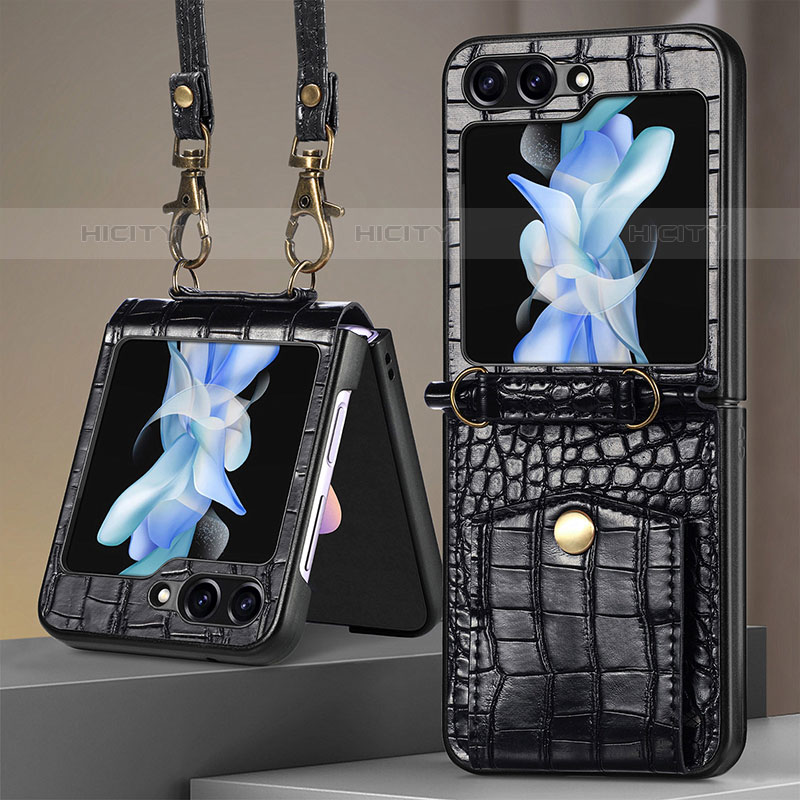 Funda Bumper Lujo Cuero y Plastico Mate Carcasa S05D para Samsung Galaxy Z Flip5 5G