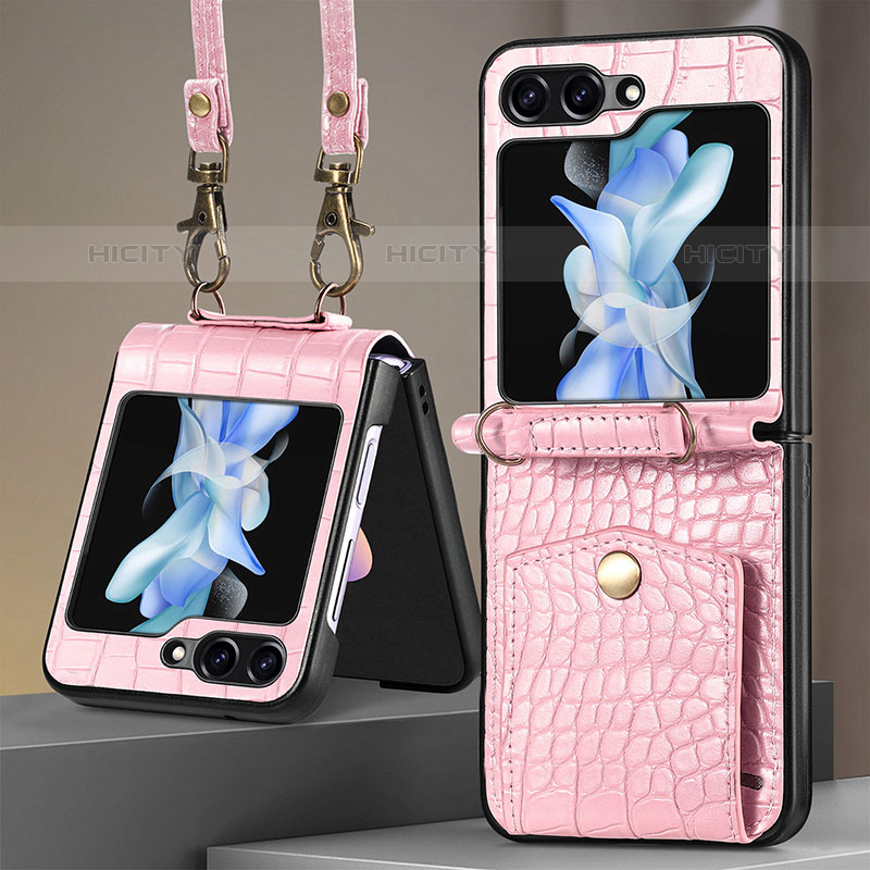 Funda Bumper Lujo Cuero y Plastico Mate Carcasa S05D para Samsung Galaxy Z Flip5 5G