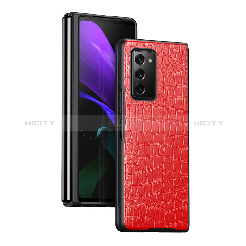 Funda Bumper Lujo Cuero y Plastico Mate Carcasa S08 para Samsung Galaxy Z Fold2 5G Rojo