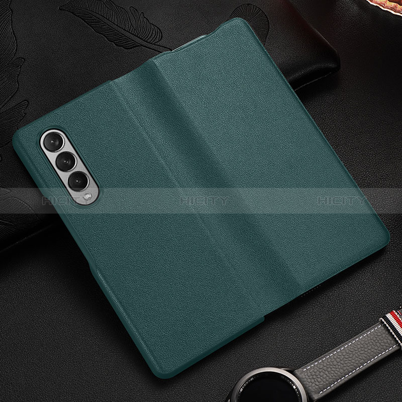 Funda Bumper Lujo Cuero y Plastico Mate Carcasa S08 para Samsung Galaxy Z Fold3 5G