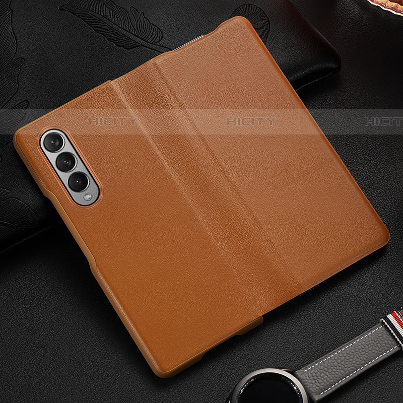 Funda Bumper Lujo Cuero y Plastico Mate Carcasa S08 para Samsung Galaxy Z Fold4 5G