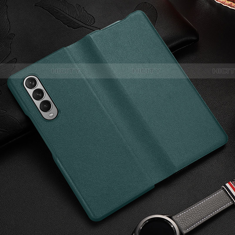 Funda Bumper Lujo Cuero y Plastico Mate Carcasa S08 para Samsung Galaxy Z Fold4 5G Verde