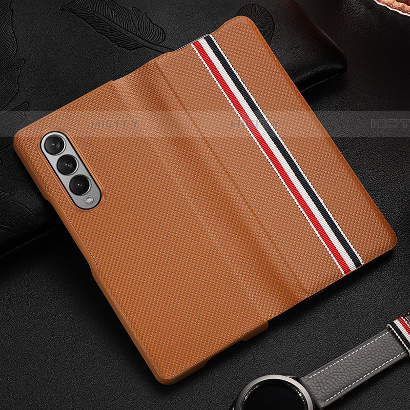 Funda Bumper Lujo Cuero y Plastico Mate Carcasa S09 para Samsung Galaxy Z Fold4 5G