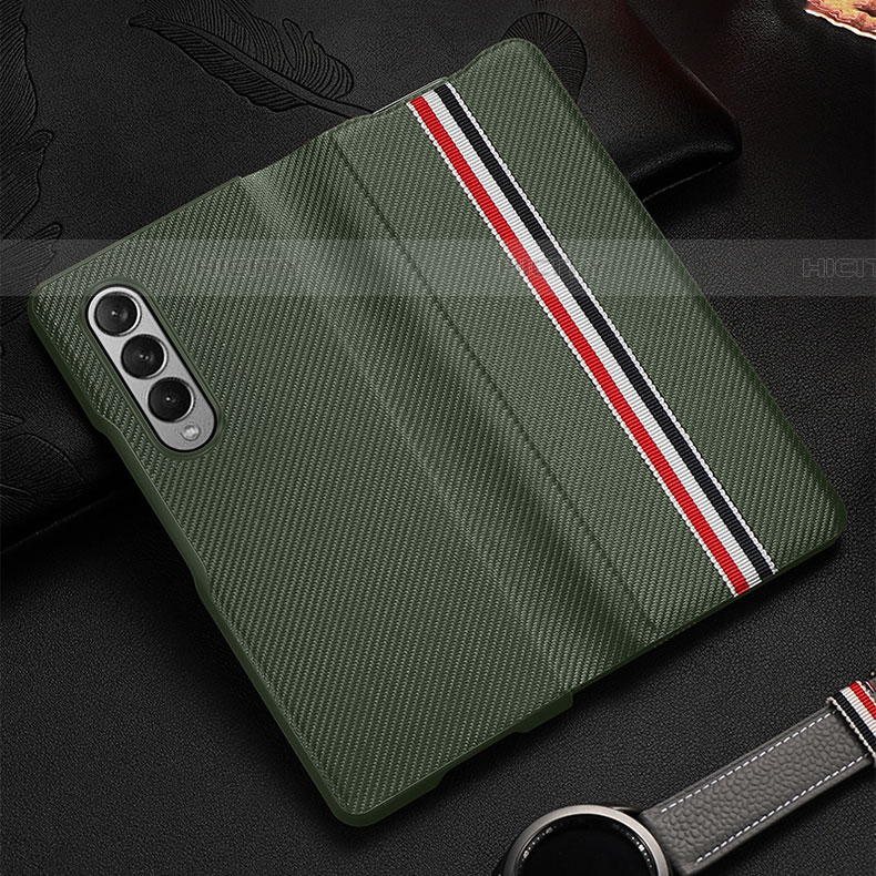 Funda Bumper Lujo Cuero y Plastico Mate Carcasa S09 para Samsung Galaxy Z Fold4 5G Menta Verde