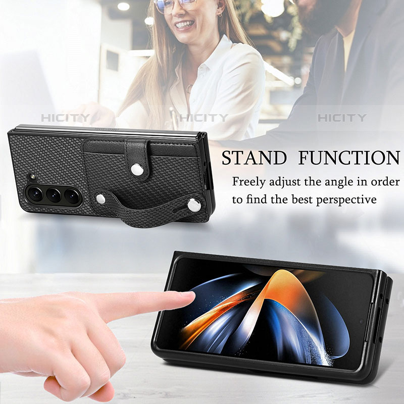 Funda Bumper Lujo Cuero y Plastico Mate Carcasa S13D para Samsung Galaxy Z Fold5 5G