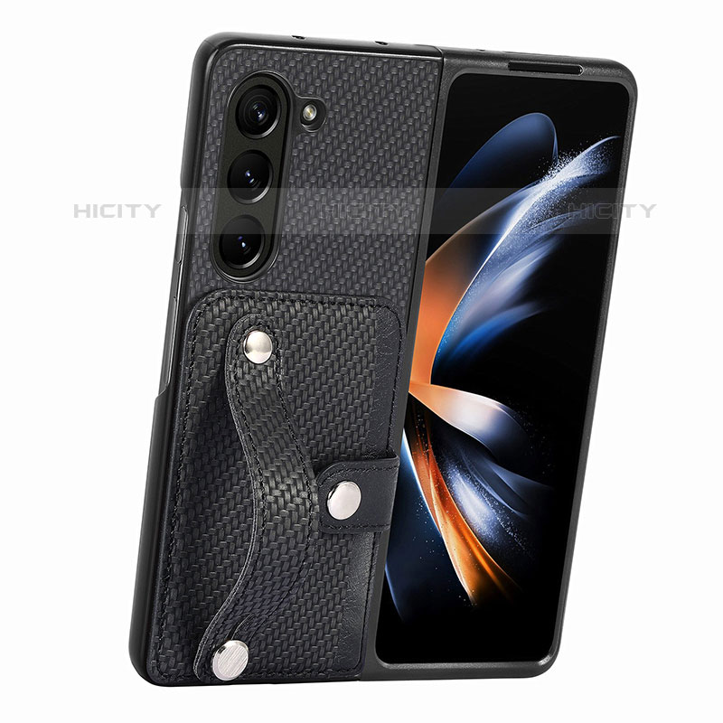 Funda Bumper Lujo Cuero y Plastico Mate Carcasa S13D para Samsung Galaxy Z Fold5 5G Negro