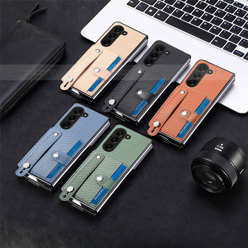 Funda Bumper Lujo Cuero y Plastico Mate Carcasa S14D para Samsung Galaxy Z Fold5 5G