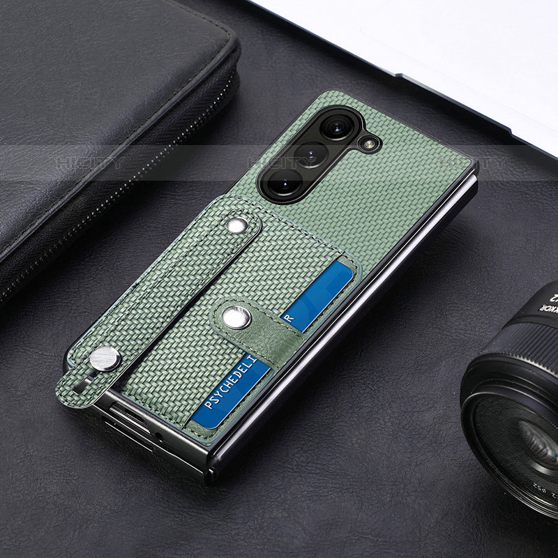 Funda Bumper Lujo Cuero y Plastico Mate Carcasa S14D para Samsung Galaxy Z Fold5 5G Verde