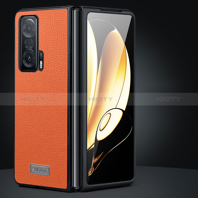 Funda Bumper Lujo Cuero y Plastico Mate Carcasa SD1 para Huawei Honor Magic V 5G Naranja