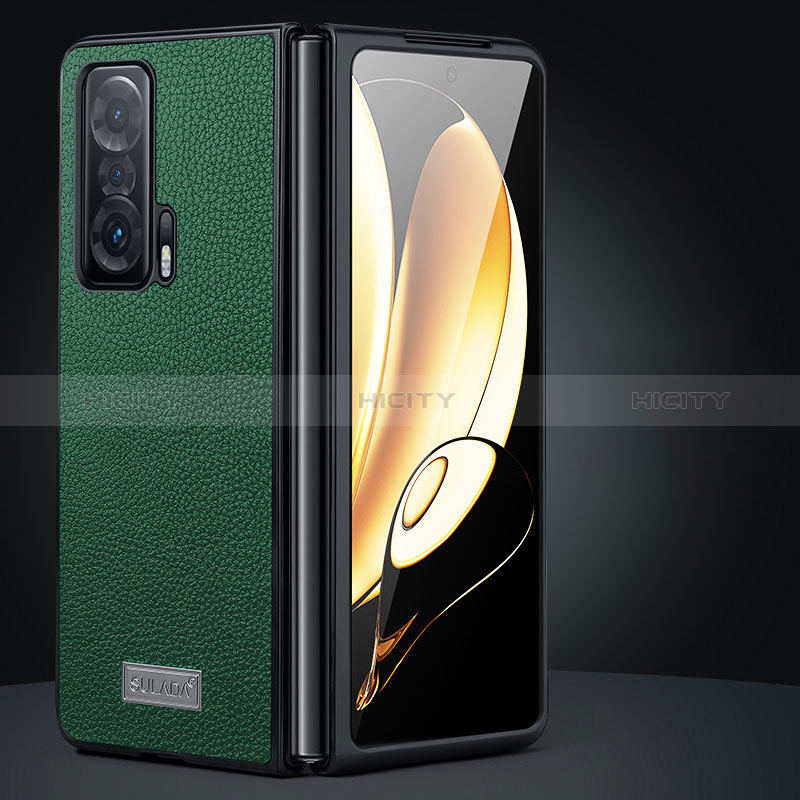 Funda Bumper Lujo Cuero y Plastico Mate Carcasa SD1 para Huawei Honor Magic V 5G Verde