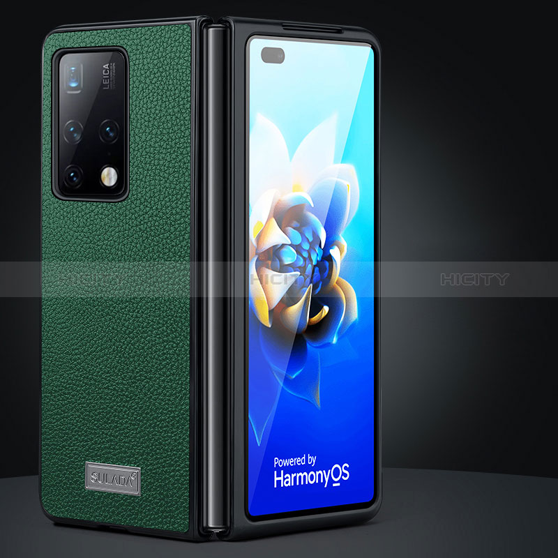 Funda Bumper Lujo Cuero y Plastico Mate Carcasa SD1 para Huawei Mate X2 Verde