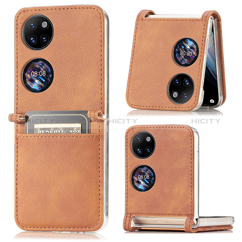 Funda Bumper Lujo Cuero y Plastico Mate Carcasa SD1 para Huawei P50 Pocket