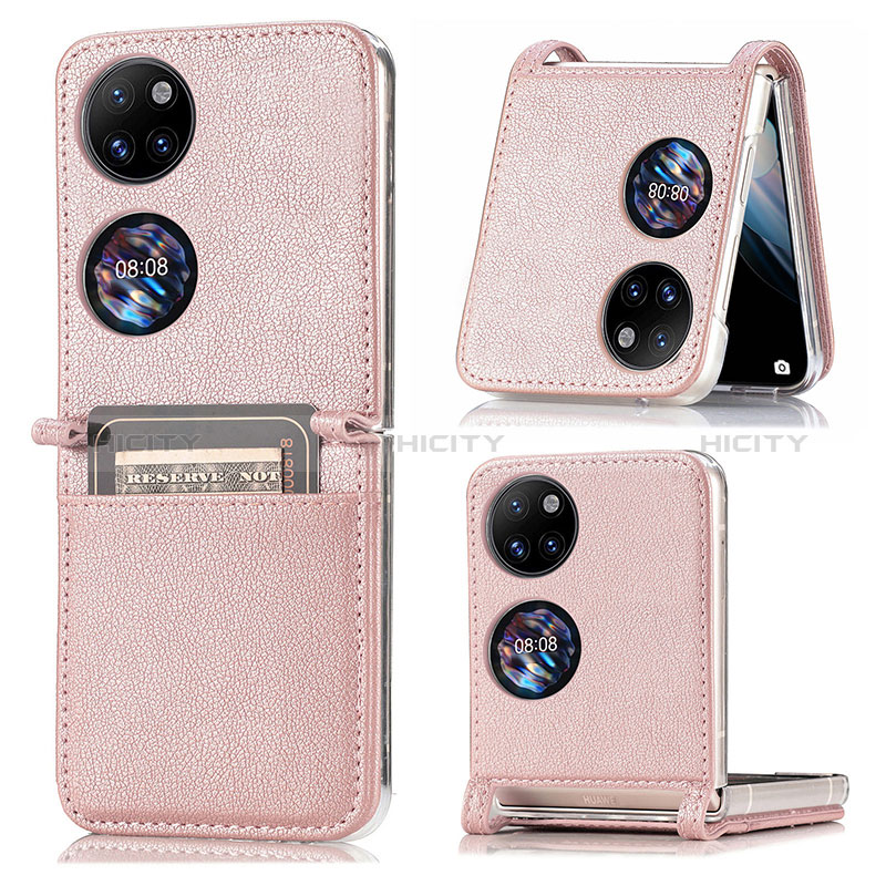 Funda Bumper Lujo Cuero y Plastico Mate Carcasa SD1 para Huawei P50 Pocket