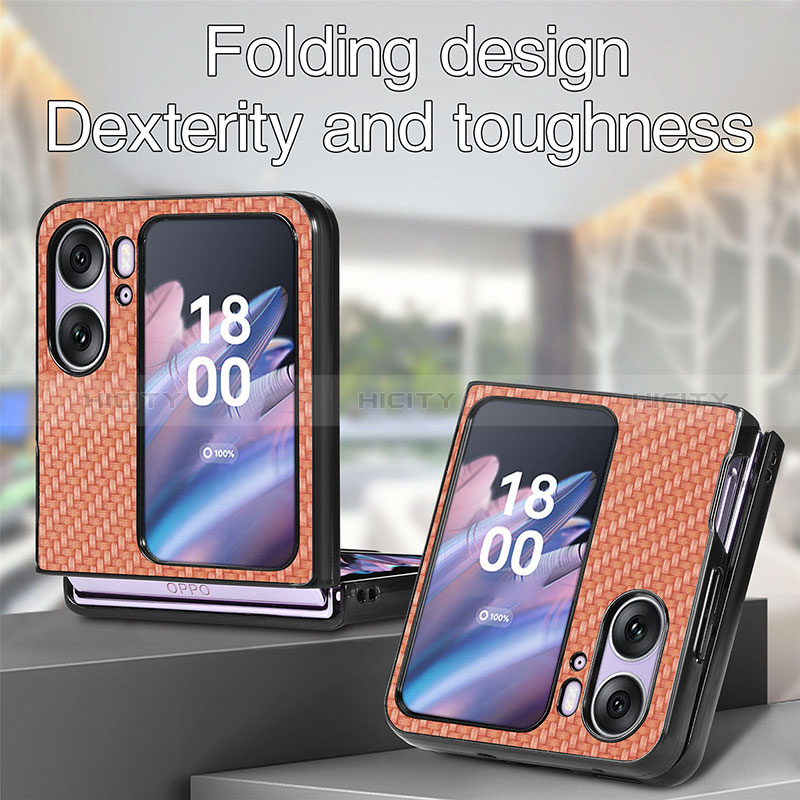 Funda Bumper Lujo Cuero y Plastico Mate Carcasa SD1 para Oppo Find N2 Flip 5G