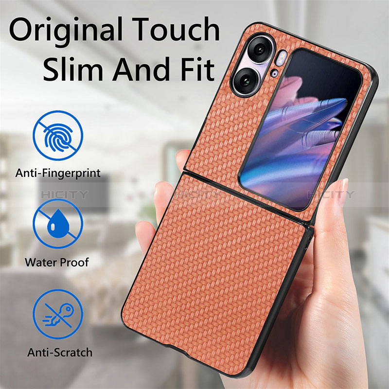 Funda Bumper Lujo Cuero y Plastico Mate Carcasa SD1 para Oppo Find N2 Flip 5G