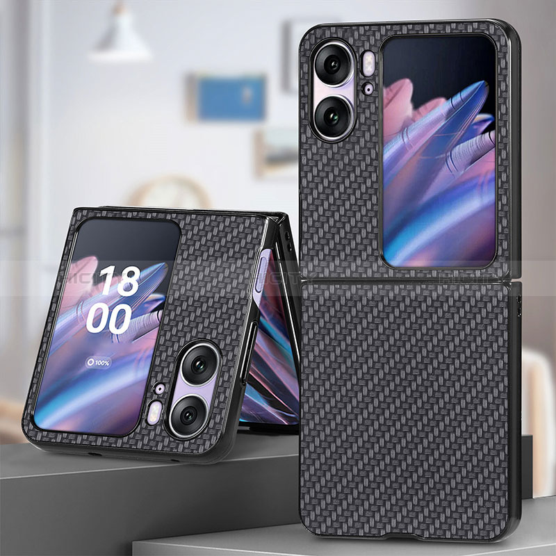 Funda Bumper Lujo Cuero y Plastico Mate Carcasa SD1 para Oppo Find N2 Flip 5G