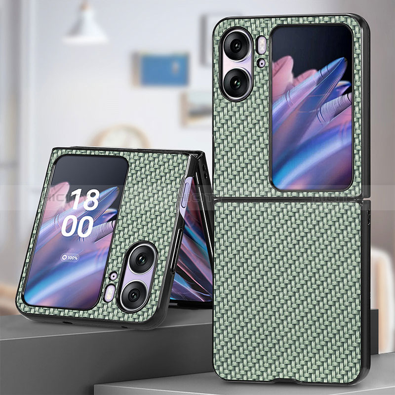 Funda Bumper Lujo Cuero y Plastico Mate Carcasa SD1 para Oppo Find N2 Flip 5G