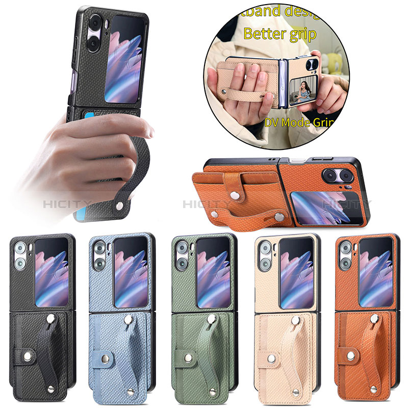 Funda Bumper Lujo Cuero y Plastico Mate Carcasa SD10 para Oppo Find N2 Flip 5G