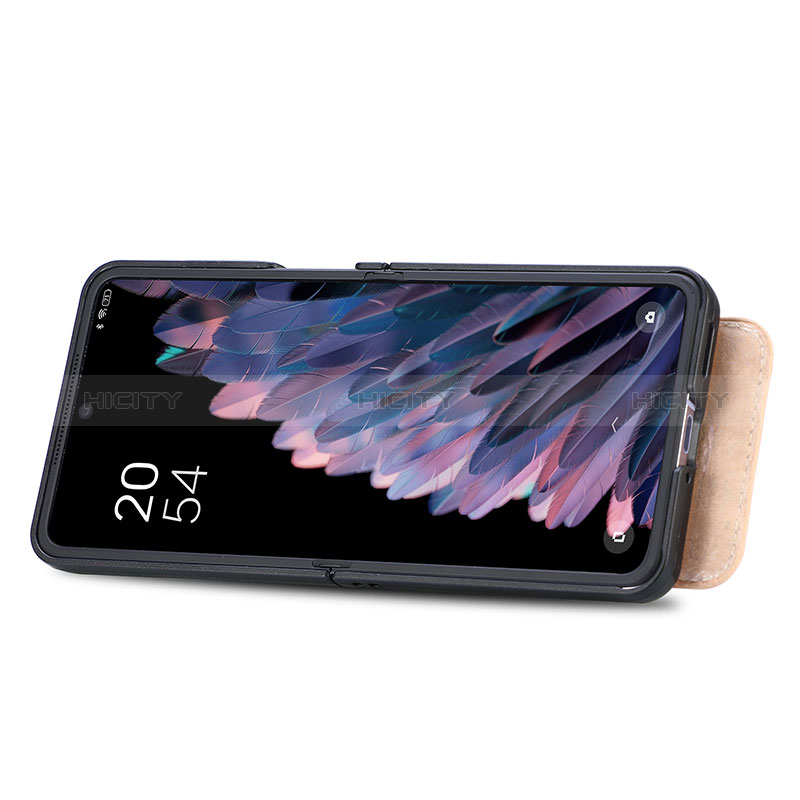 Funda Bumper Lujo Cuero y Plastico Mate Carcasa SD10 para Oppo Find N2 Flip 5G