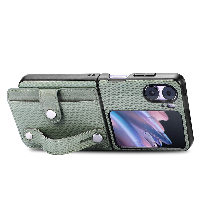 Funda Bumper Lujo Cuero y Plastico Mate Carcasa SD11 para Oppo Find N2 Flip 5G