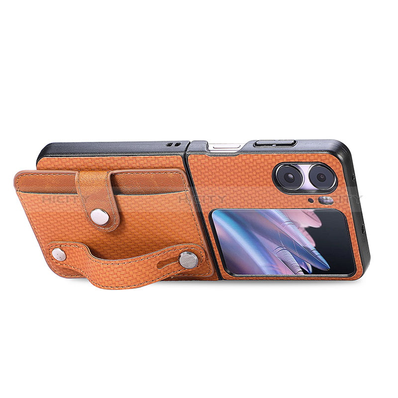 Funda Bumper Lujo Cuero y Plastico Mate Carcasa SD11 para Oppo Find N2 Flip 5G