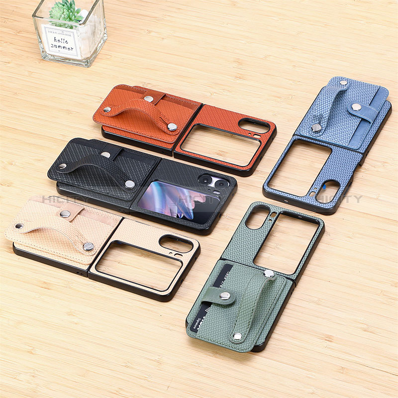 Funda Bumper Lujo Cuero y Plastico Mate Carcasa SD11 para Oppo Find N2 Flip 5G