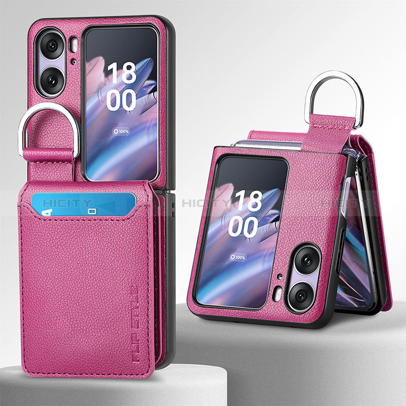 Funda Bumper Lujo Cuero y Plastico Mate Carcasa SD12 para Oppo Find N2 Flip 5G