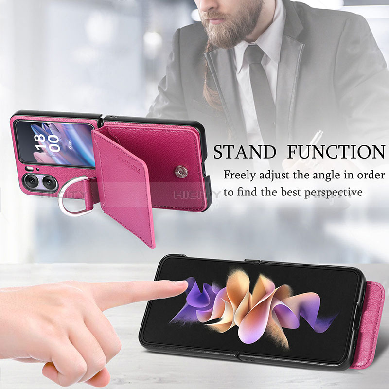 Funda Bumper Lujo Cuero y Plastico Mate Carcasa SD13 para Oppo Find N2 Flip 5G