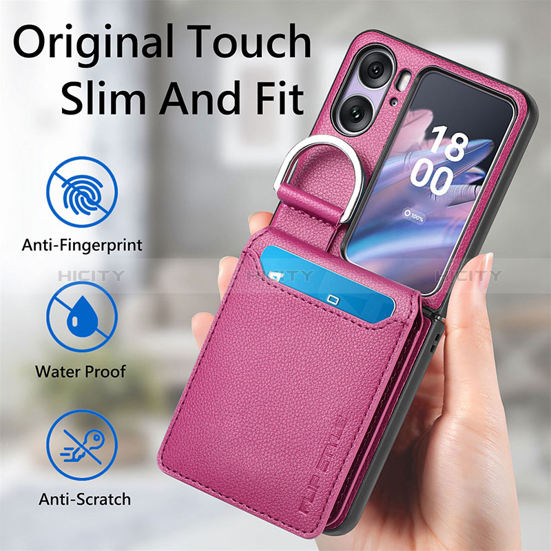 Funda Bumper Lujo Cuero y Plastico Mate Carcasa SD13 para Oppo Find N2 Flip 5G