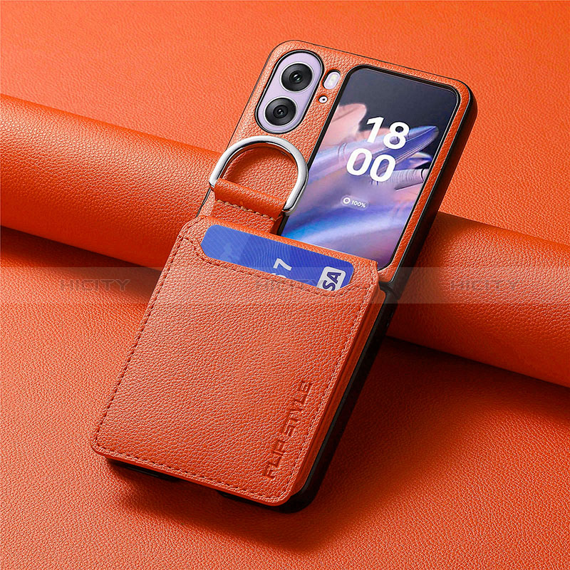 Funda Bumper Lujo Cuero y Plastico Mate Carcasa SD13 para Oppo Find N2 Flip 5G Naranja