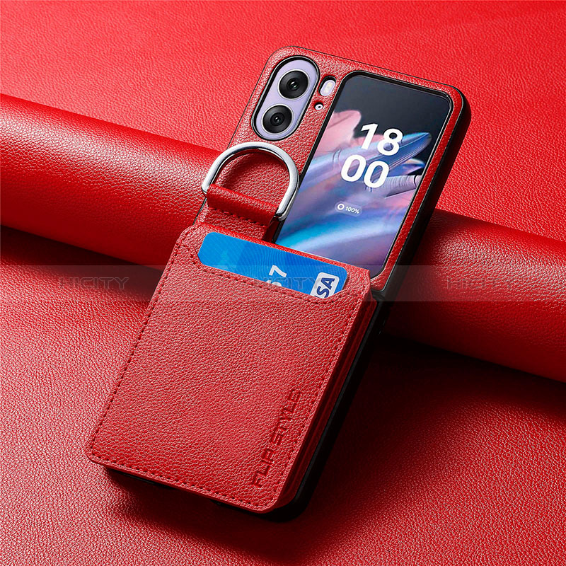 Funda Bumper Lujo Cuero y Plastico Mate Carcasa SD13 para Oppo Find N2 Flip 5G Rojo