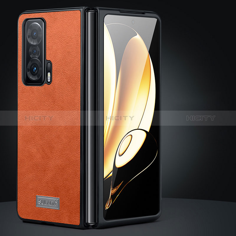 Funda Bumper Lujo Cuero y Plastico Mate Carcasa SD2 para Huawei Honor Magic V 5G Naranja