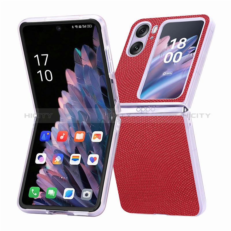 Funda Bumper Lujo Cuero y Plastico Mate Carcasa SD2 para Oppo Find N2 Flip 5G