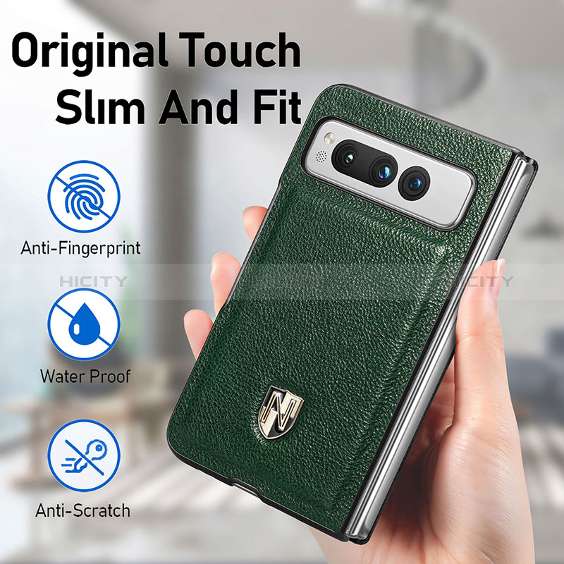 Funda Bumper Lujo Cuero y Plastico Mate Carcasa SD3 para Google Pixel Fold 5G