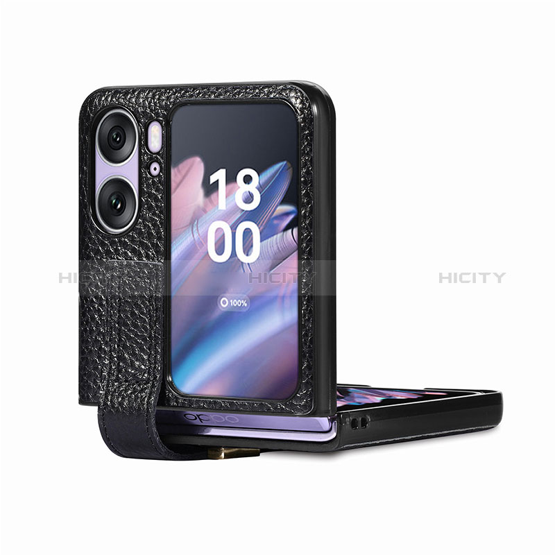 Funda Bumper Lujo Cuero y Plastico Mate Carcasa SD3 para Oppo Find N2 Flip 5G