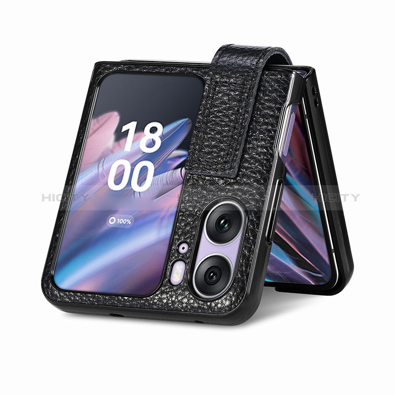 Funda Bumper Lujo Cuero y Plastico Mate Carcasa SD3 para Oppo Find N2 Flip 5G