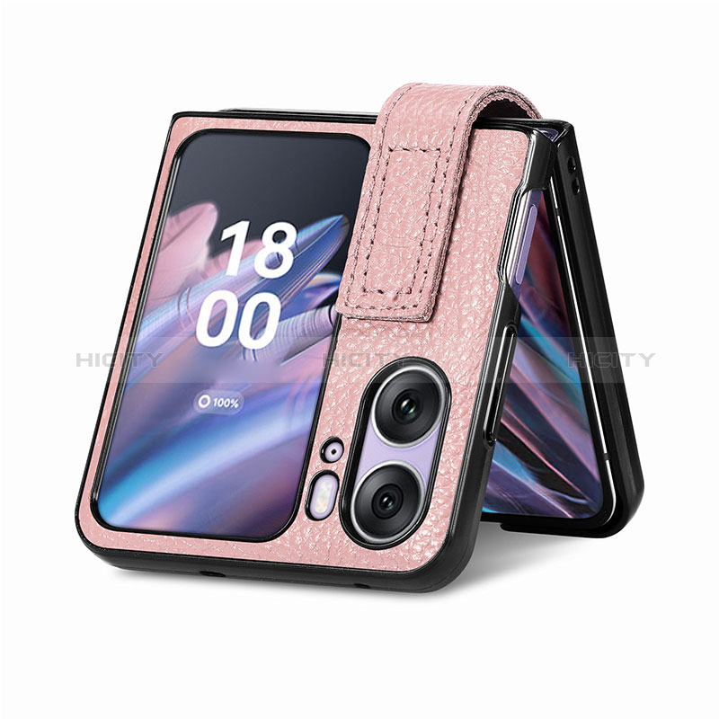 Funda Bumper Lujo Cuero y Plastico Mate Carcasa SD3 para Oppo Find N2 Flip 5G