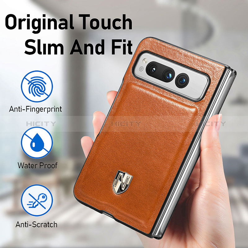 Funda Bumper Lujo Cuero y Plastico Mate Carcasa SD4 para Google Pixel Fold 5G