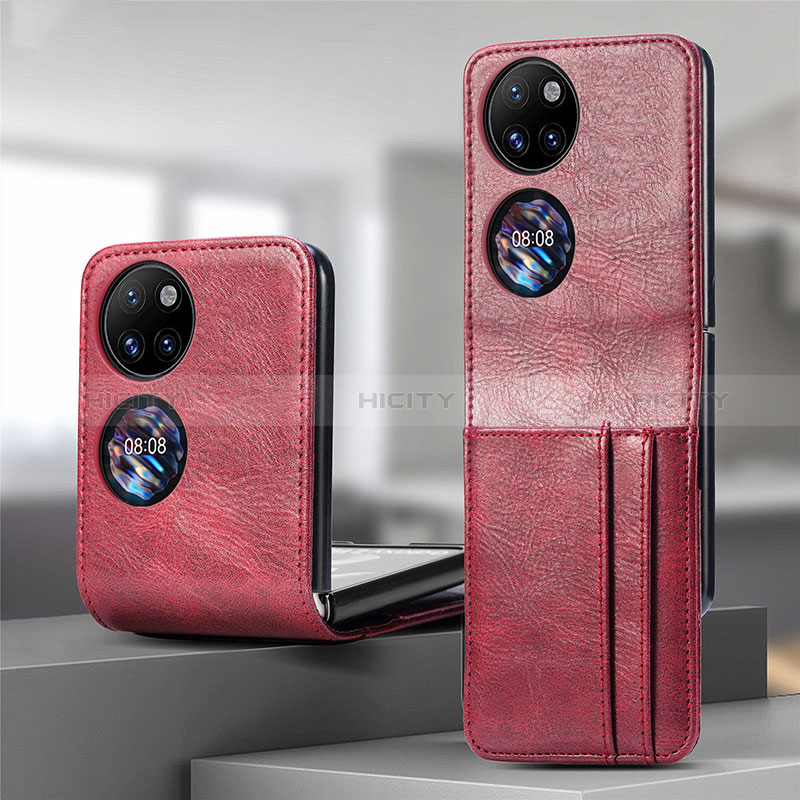 Funda Bumper Lujo Cuero y Plastico Mate Carcasa SD4 para Huawei P50 Pocket