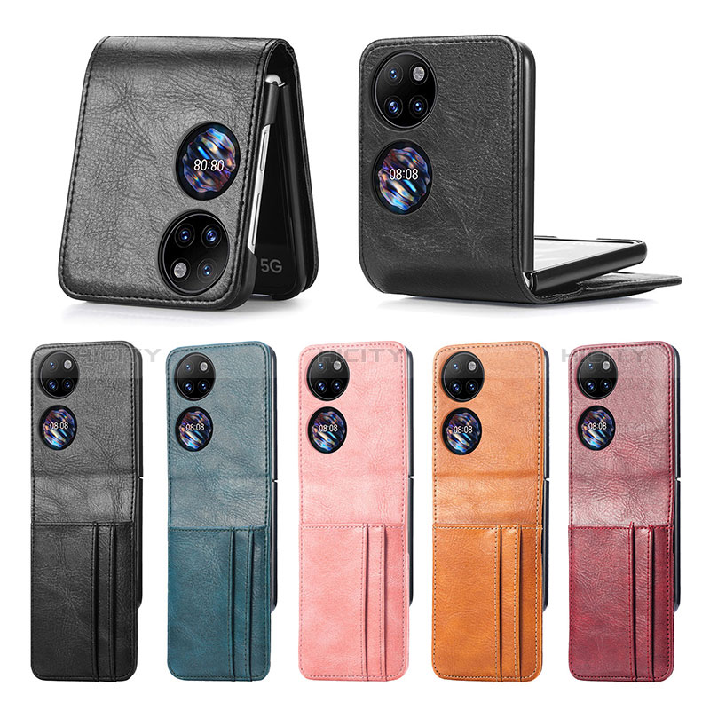 Funda Bumper Lujo Cuero y Plastico Mate Carcasa SD4 para Huawei P50 Pocket