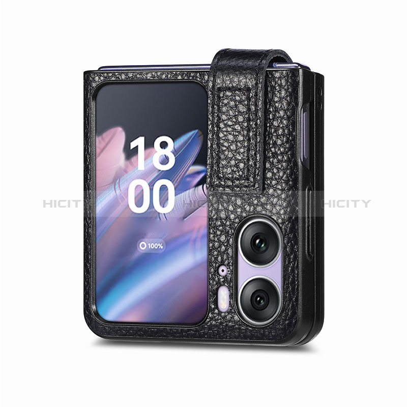 Funda Bumper Lujo Cuero y Plastico Mate Carcasa SD4 para Oppo Find N2 Flip 5G